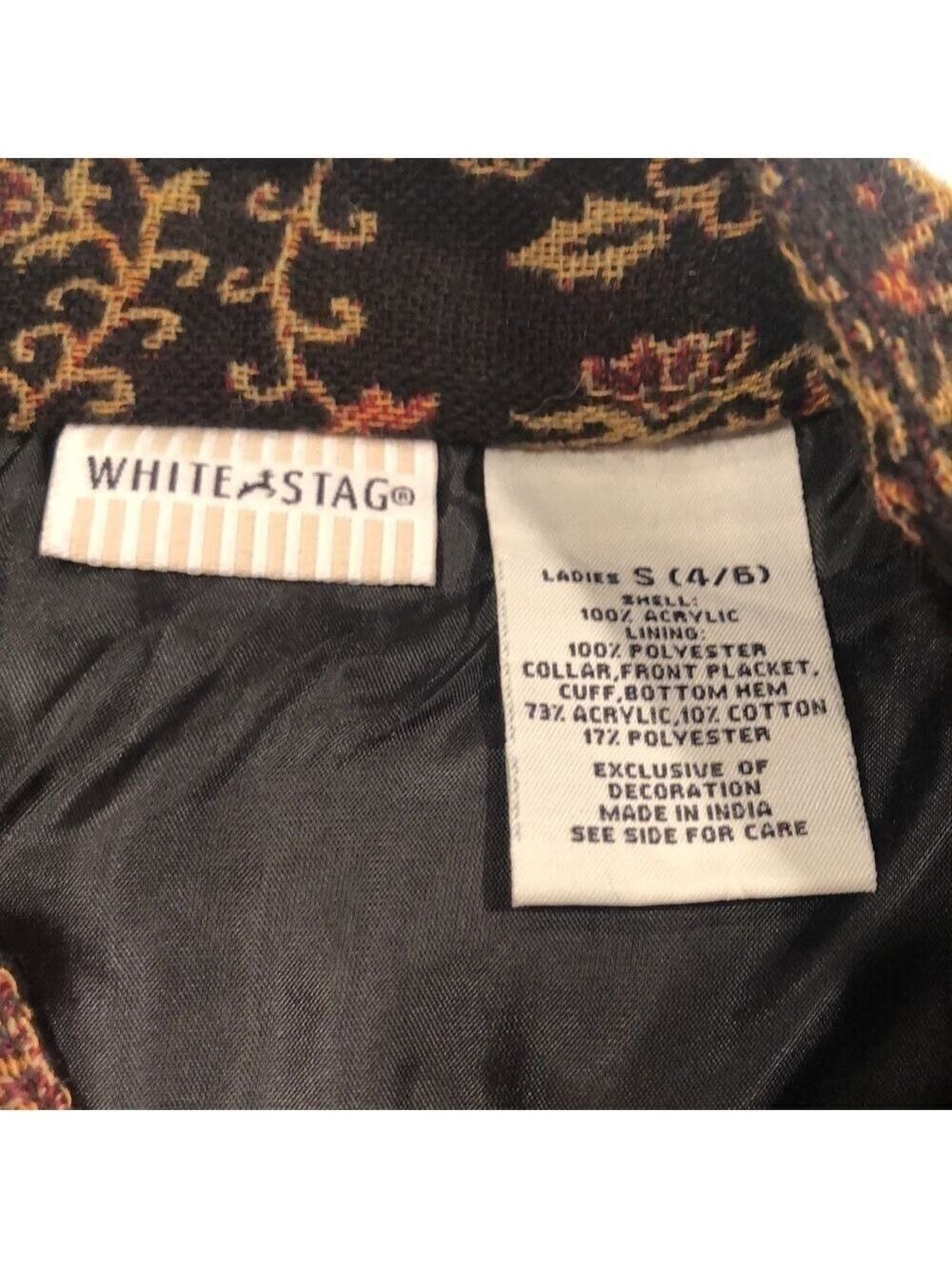 WHITE STAG Black Velvet Button Down Jacket Size S(4/6) - Picture 9 of 13